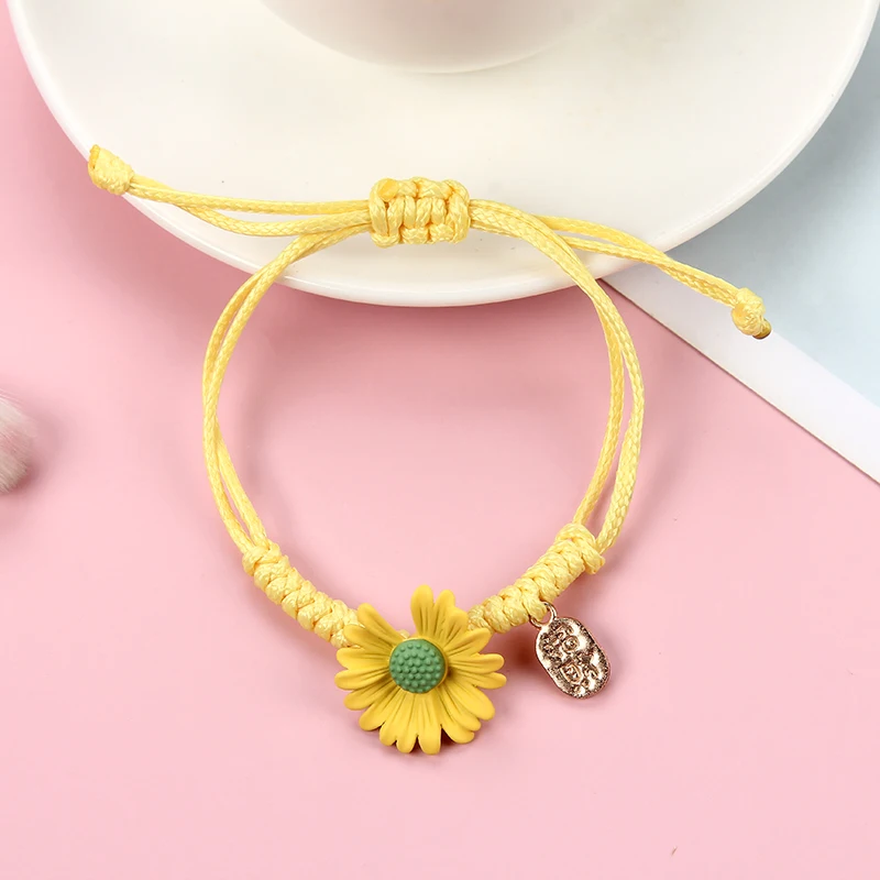 Модный стеклянный браслет с подвесками в виде сушеных цветов регулируемый