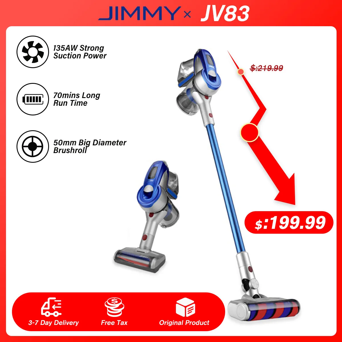 

Пылесос JIMMY JV83 ручной, 20000 па, 135 Вт, с мотором