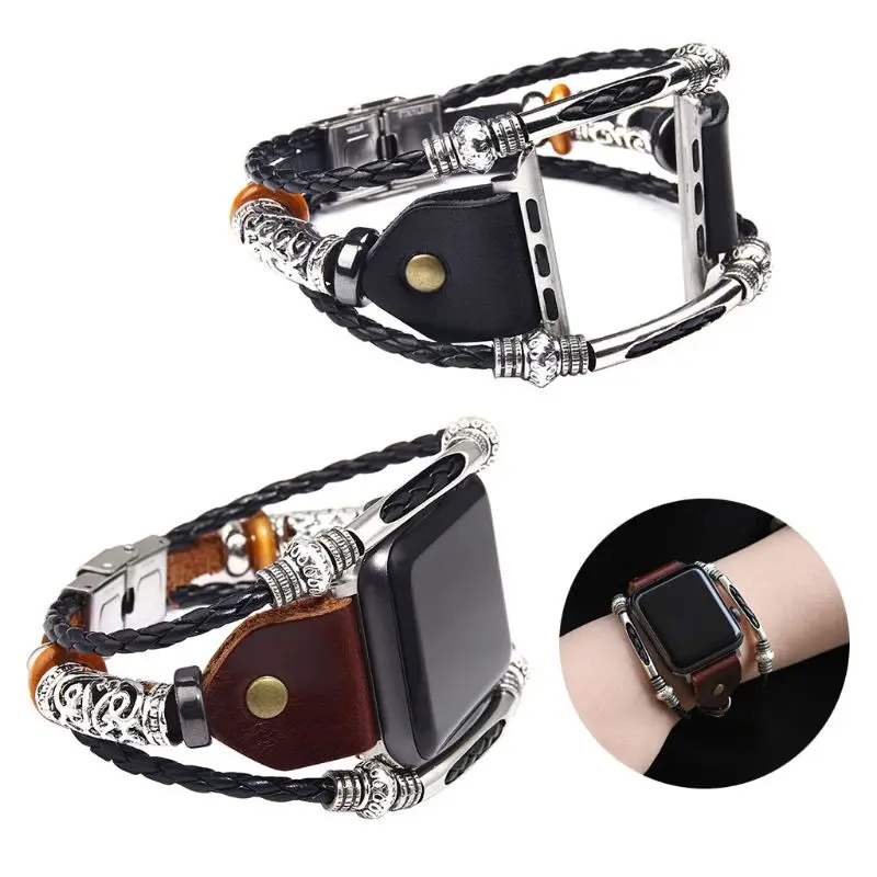 Ремешок для часов в стиле ретро из коровьей кожи Пряжка нержавеющей стали