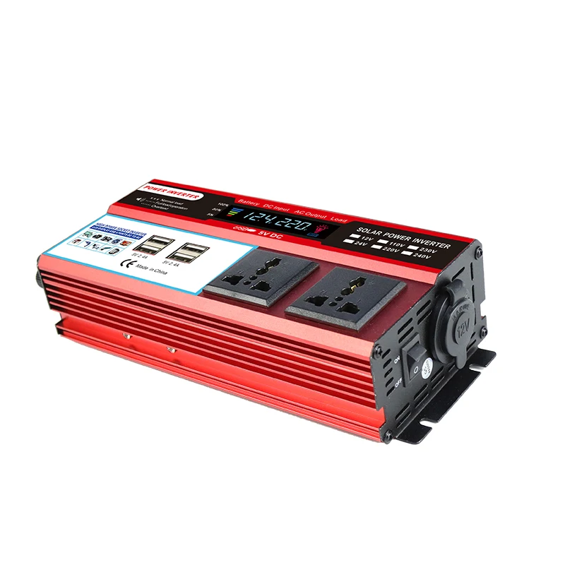2000W 12V 24V Solar Panel Modified Sine Wave Voltage Converter System Kit Accessories 4 USB Port Power Bank Car Battery Charger |
