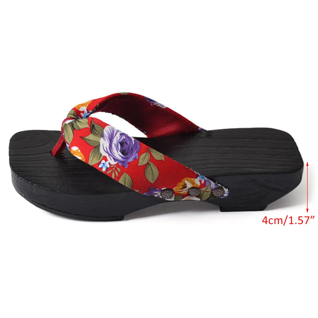 Женские шлепанцы деревянные сандалии с цветочным принтом обувь для косплея в