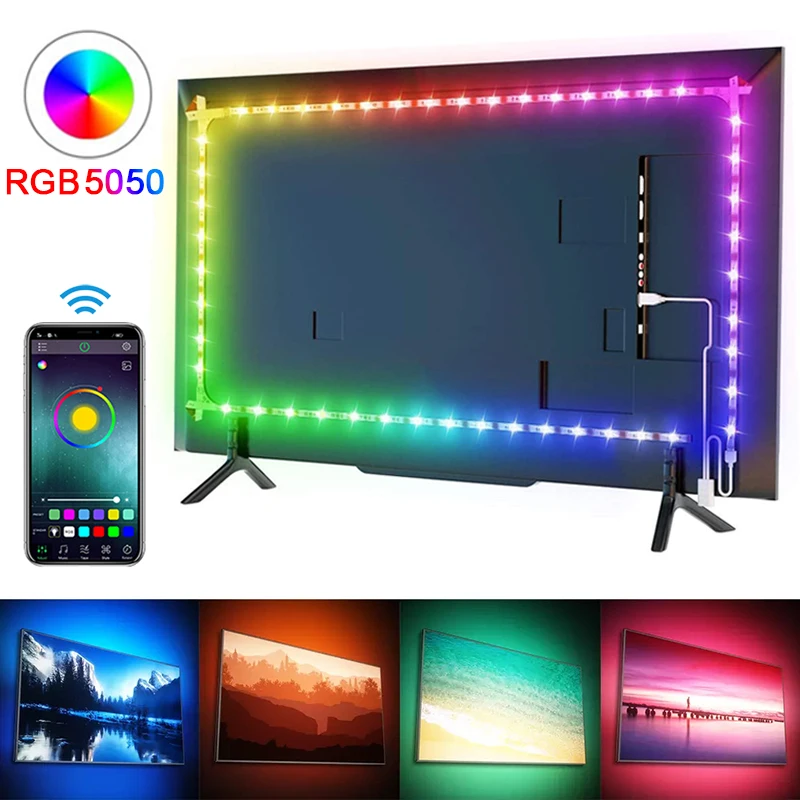 Светодиодная лента RGB 5050 с поддержкой Bluetooth и управлением через приложение, 5 В, USB - Топ-200 товаров с Али