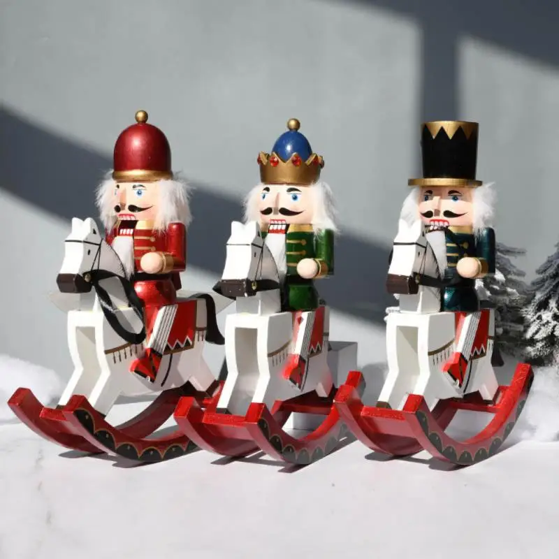 

Christmas Nutcracker Soldier Ornaments Wooden Craft Nutcracker Rocking Horse Figurines Sculpture Kid Toy Xmas Decor Noel Navidad