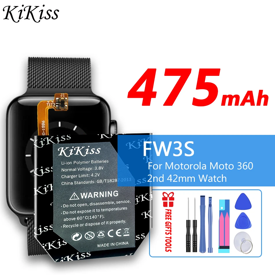 

KiKiss High Capacity 475mAh FW3S Battery for Motorola Moto 360 2nd 42mm Watch