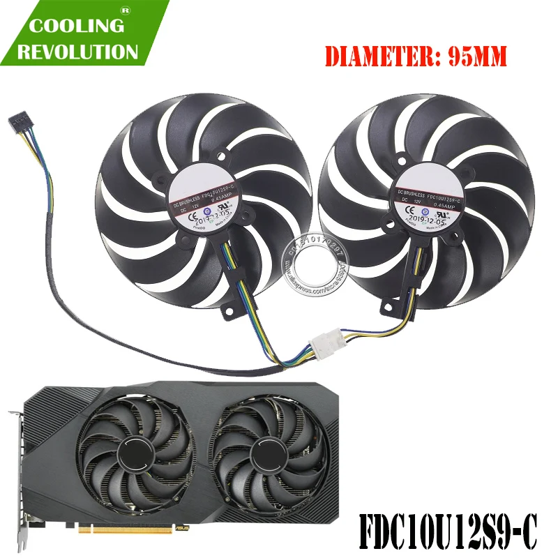 Фото FDC10U12S9-C DC12V 0.45AMP вентилятор графической карты для ASUS Dual Radeon RX5500XT RX5600XT RX5700XT, графическая карта №2