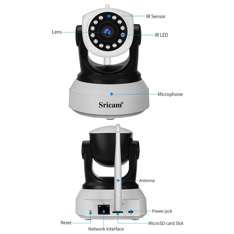 IP-камера Sricam SP017 Wi-Fi камера видеонаблюдения с двусторонней аудиосвязью HD 3 0 Мп