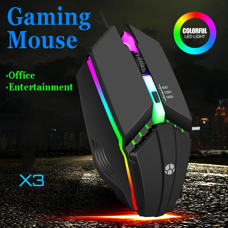 

Profession Wired Gaming Mouse 4 Buttons 1600 DPI LED Optical USB Computer Mouse Gamer Adjustable Office Mice for PC Lapto