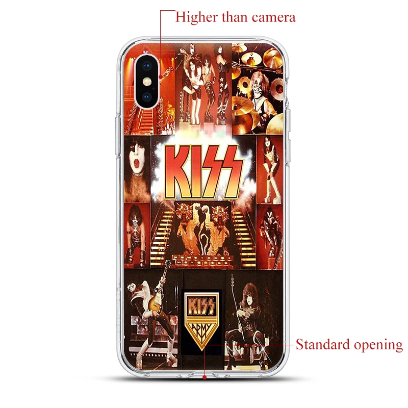 Мягкий ТПУ чехол для телефона iphone 11 11Pro Max X XR XS night KISS QUEEN Band с логотипом прозрачные