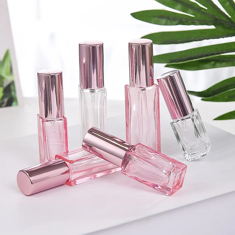 

Pink Fragrance Atomizer Rose Golden Perfume Spray Bottle Refillable Travel Vials 5ml 10ml 10pcs/lot P280