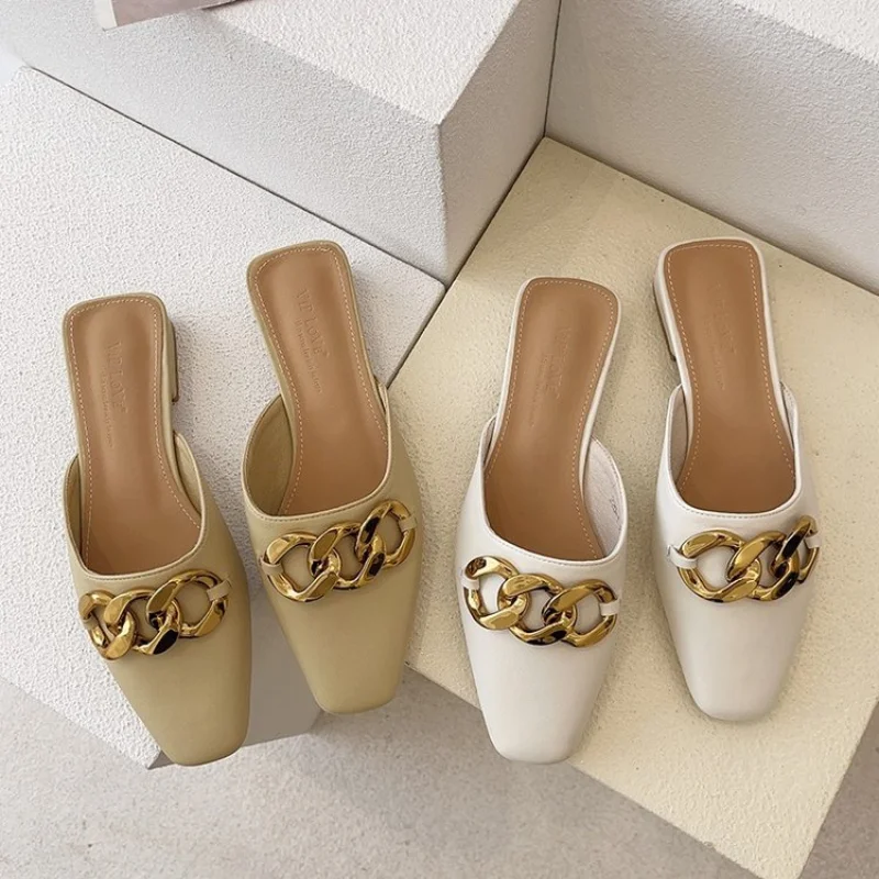 

Новая летняя 2021 Мюллера; Туфли больших размеров; Женская обувь с толстыми каблуками и босоножки на низком каблуке Женская обувь