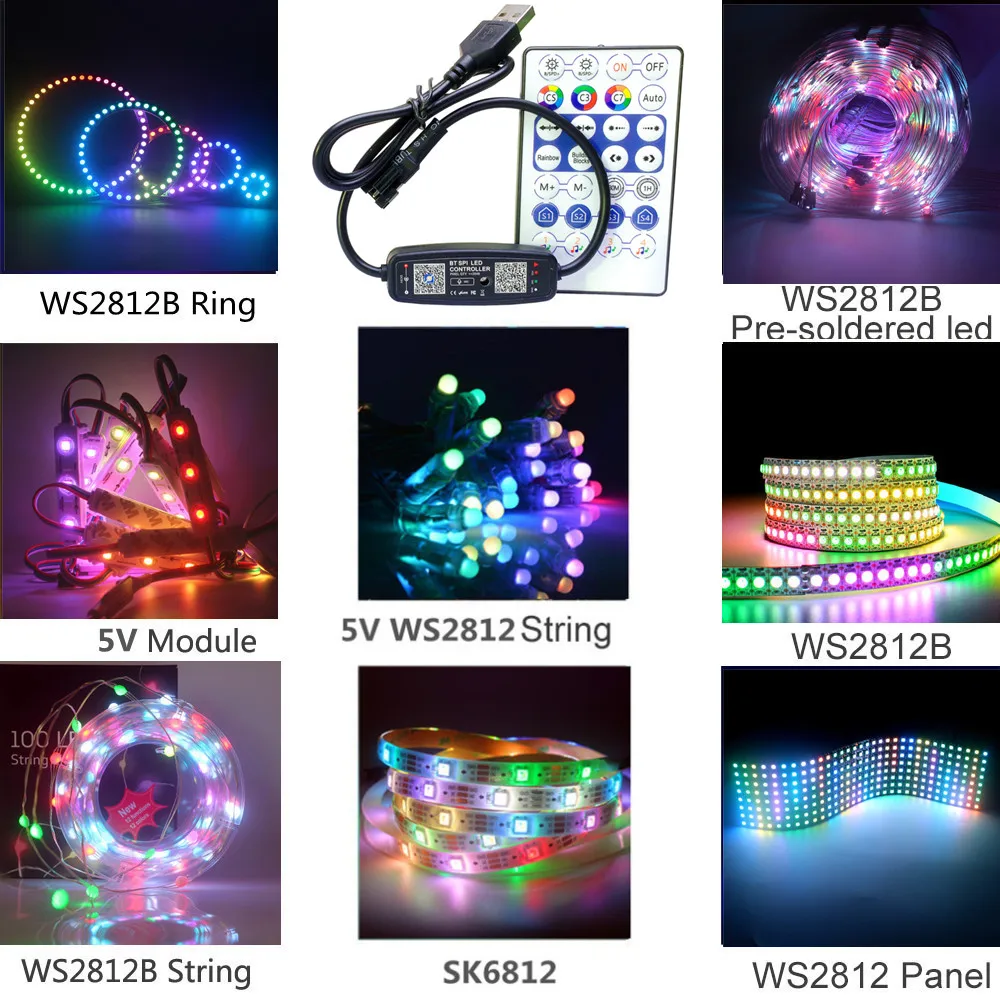 Светодиодный пиксельный контроллер WS2812B Bluetooth-музыка с микрофоном пульт