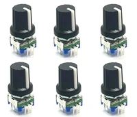 6pcs ec11 rotary encoder plumsplined push switch 5 pin digital 15mm potentiometer with caps