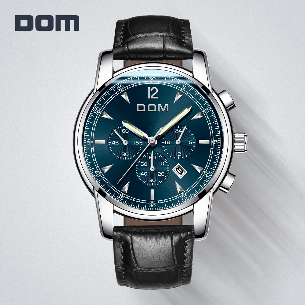 DOM Топ Роскошные Брендовые мужские часы кварцевые наручные Спортивные Хронограф