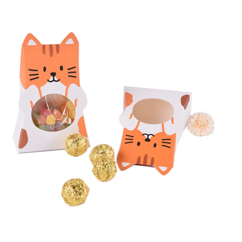 10 шт. коробки для конфет с кошкой и собакой детский душ мультяшный мешок подарков