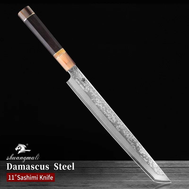

11-дюймовый японский нож для суши, 33 слоя, дамасская сталь, сашими, кухонный нож для нарезки лосося, мясника, рыбы, сашими, ножи