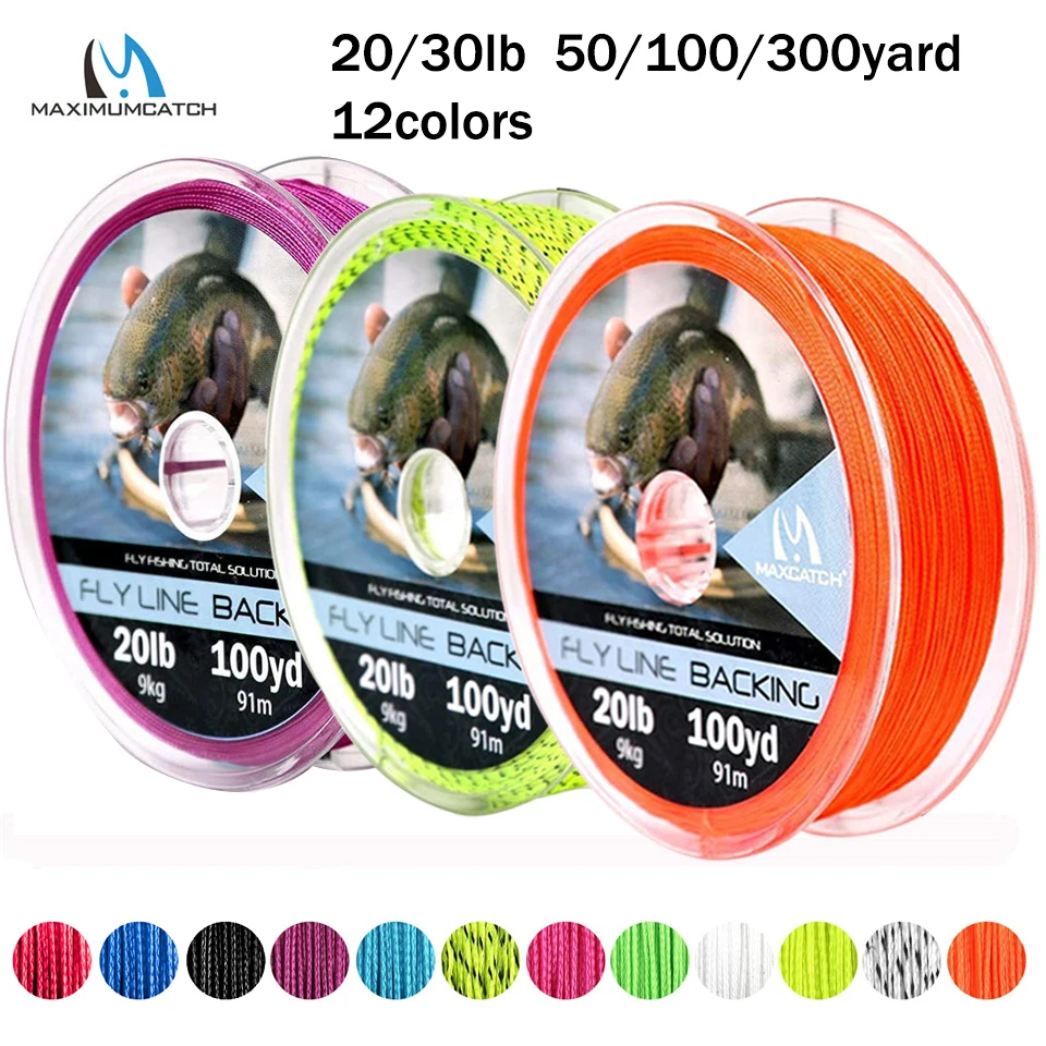 Maximumcatch Backing Fly Line 50/100/300Yards 20/30LB Multi Color Backing Line Braided Fly Fishing Line