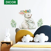 cute rabbits mom and baby bedroom wall stickers for kids room decoration grey bunny wall sticker for children nursery wall decal