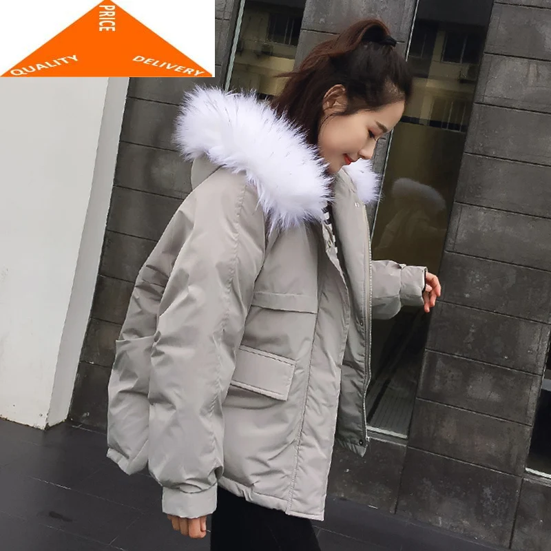 

Парки 2020 короткая зимняя куртка женское хлопковое пальто с большим мехом женские корейские модные куртки толстые Топы Chaqueta Mujer LWL902
