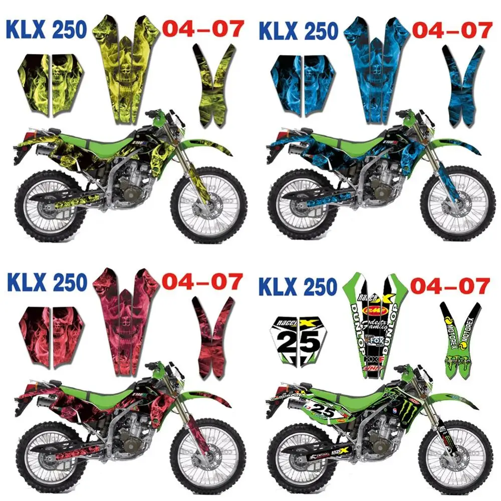 Новая мотоциклетная обувь Графика Стикеры s Фон Наклейки на стены для Kawasaki KLX250 KL250X KLX 250 2004 2005 2006 2007 на заказ наклейка Стикеры