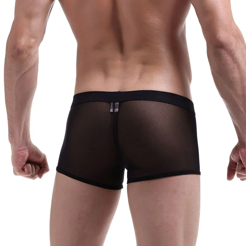 Боксеры мужские прозрачные трусы с карманом для пениса пикантное нижнее белье