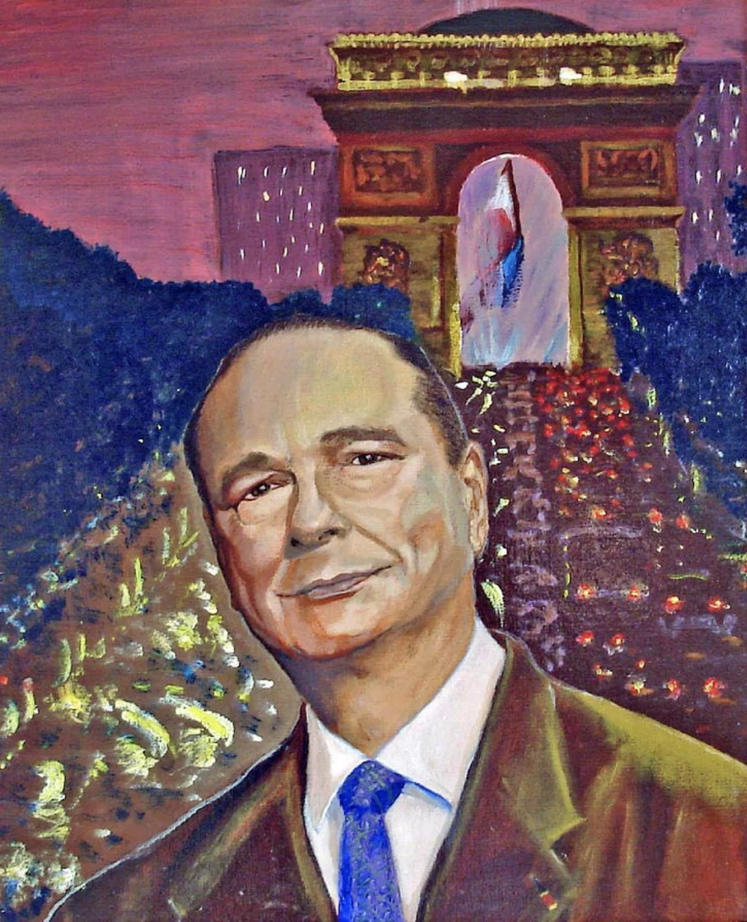 100% ручная роспись маслом французский президент Жак Рене Ширак Портрет Искусство