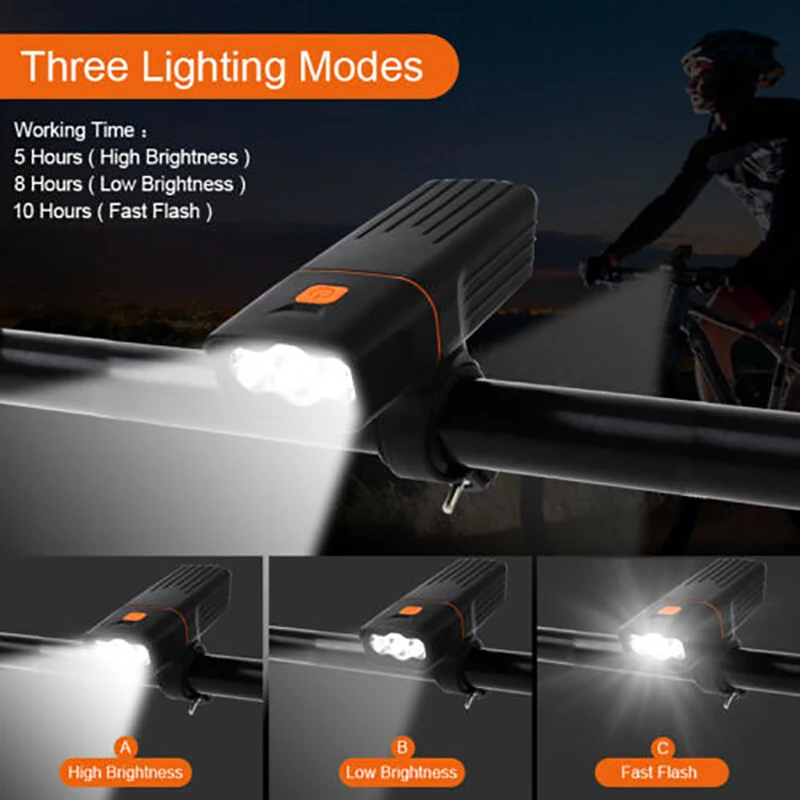 

LED Bike Light 1000LMUSB Charging Safety Warning Light Flashlight Headlight Front And Rear Tail Light Outdoor Equipment