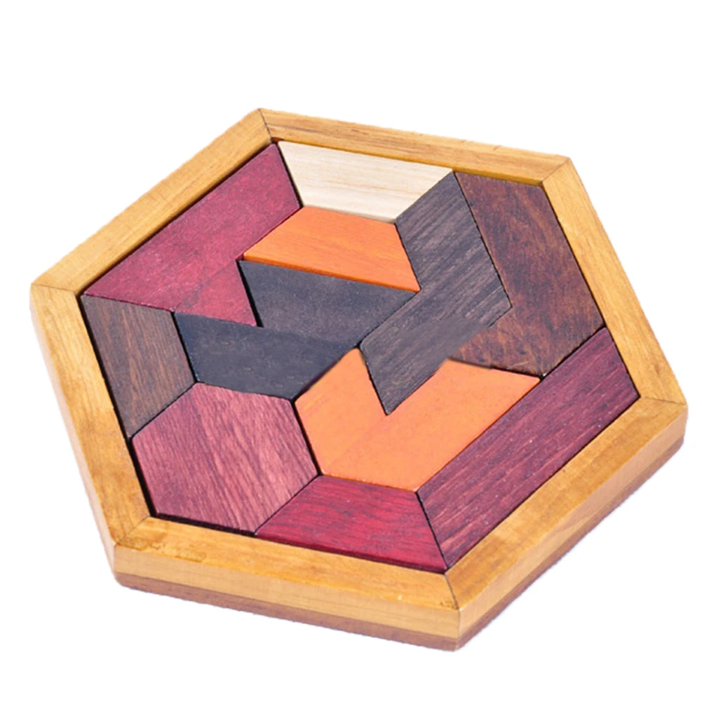 

Children Hexagonal Jigsaw Home Board Hobby Coordination Gift Toy Kids Geometric Shape Wooden Imagination Educational
