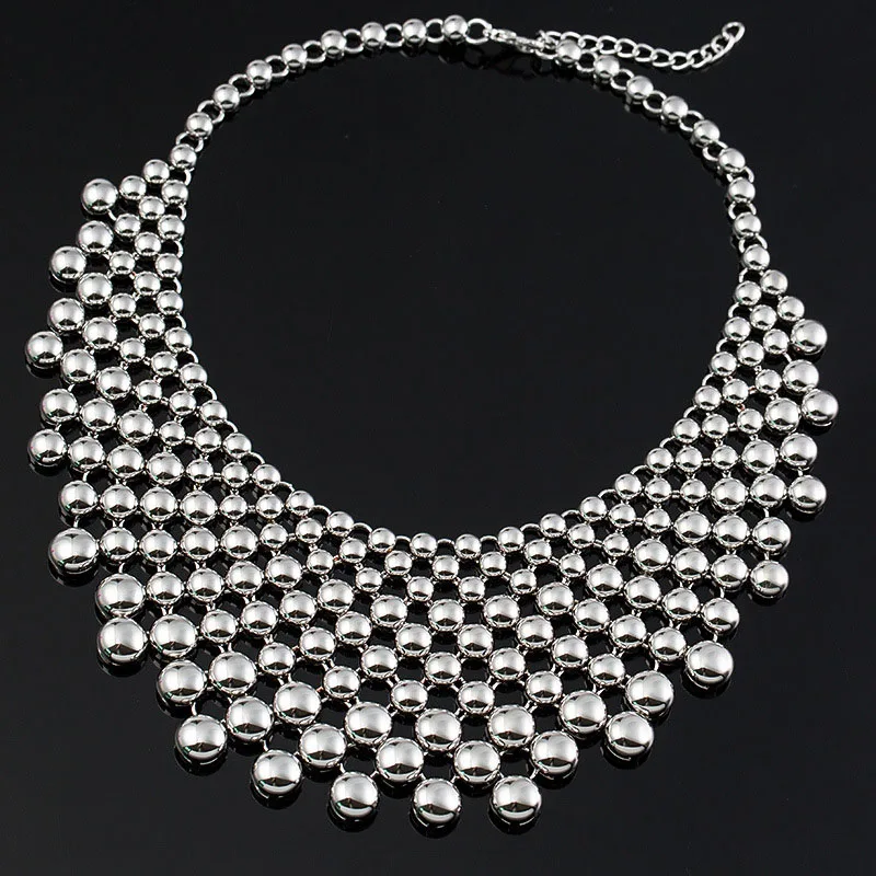

Women Metal Ball Bib Necklace Beads Chain Lady Choker Jewelry LB