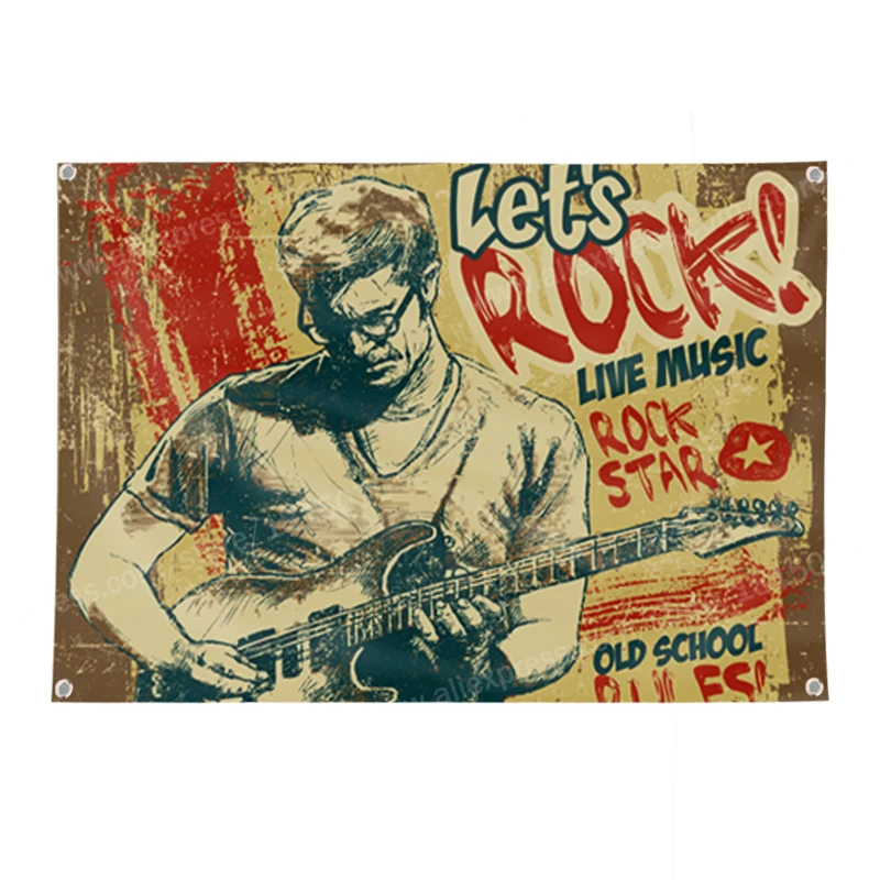 Флаг Let's Rock баннер музыкальная рок-группа украшение для дома подвесной флаг 4