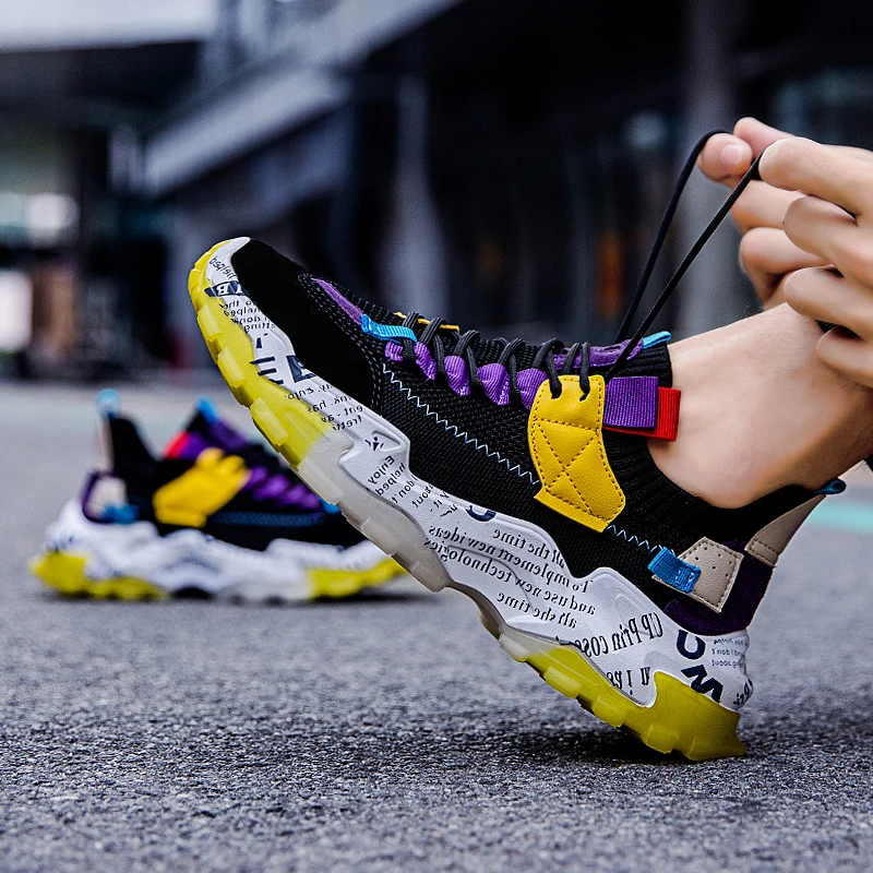 Brand Men's Chunky Sneakers Sports Shoes Breathable Mesh Running Shoes for Mens Comfortable Thick Sole Dad Shoes Retro Sneakers