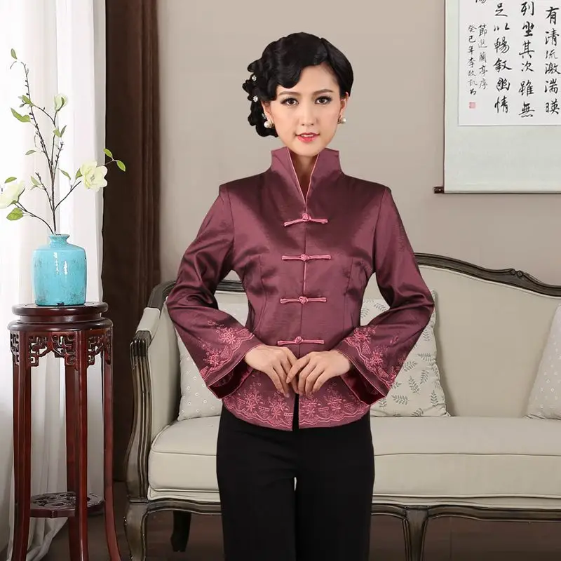 

Coat embroidery flower coats and jackets women middle-aged mother Chinese style spring and autumn dress Tang suit shirt
