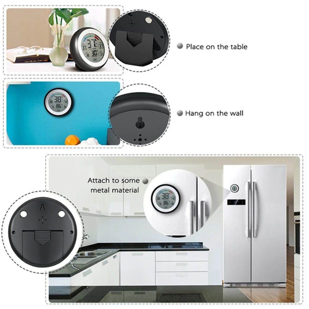 Комнатный термометр-гигрометр с цифровым ЖК-дисплеем круглый беспроводной