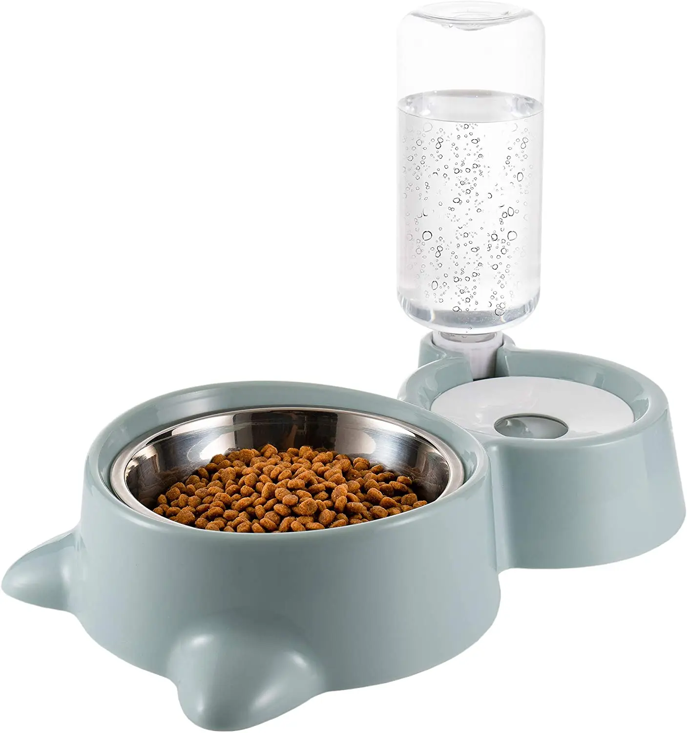 

Double Dog Cat Bowls, Water and Food Bowl Set with Detachable Stainless Steel Bowl, Automatic Water Dispenser Bottle PW070