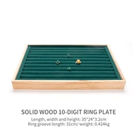 10 grid ring jewelry display wood stands green luxury jewellery organizer earring necklace bracelet showcase trays multifunction
