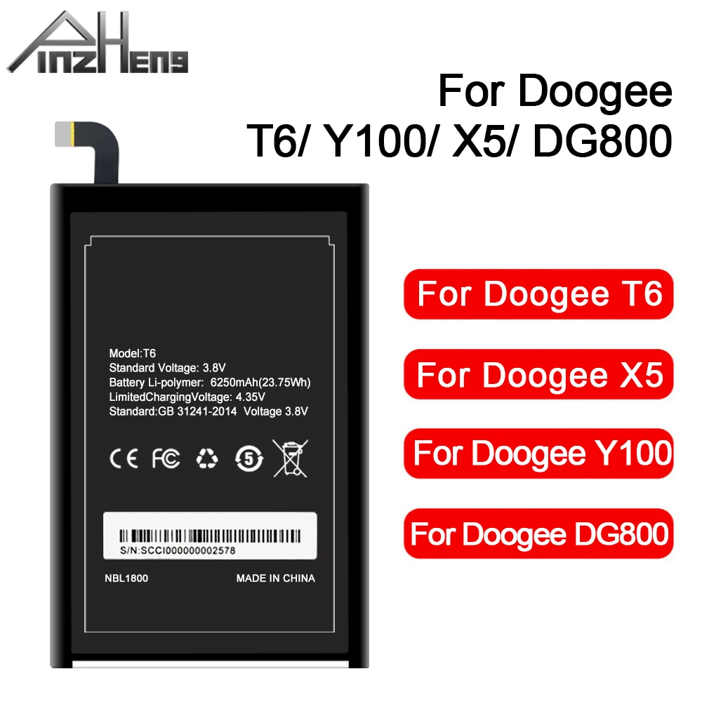Аккумулятор для телефона PINZHENG Для Doogee X5 Y100 T6 Pro DG800 Высококачественная сменная