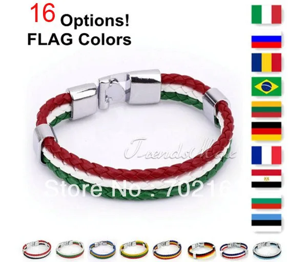 

Fashion MENS Womens Flag Bracelet Colors String Leather Bracelet Braided Friendship Gift