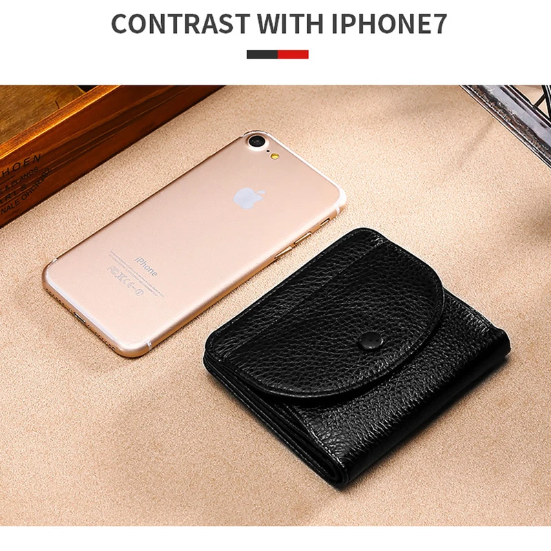

Genuine Leather Wallet Mini Purse Women's Wallet Card Holder Coin Holder Cowhide Solid Color Walletss Fashion Brand Luxury Woman