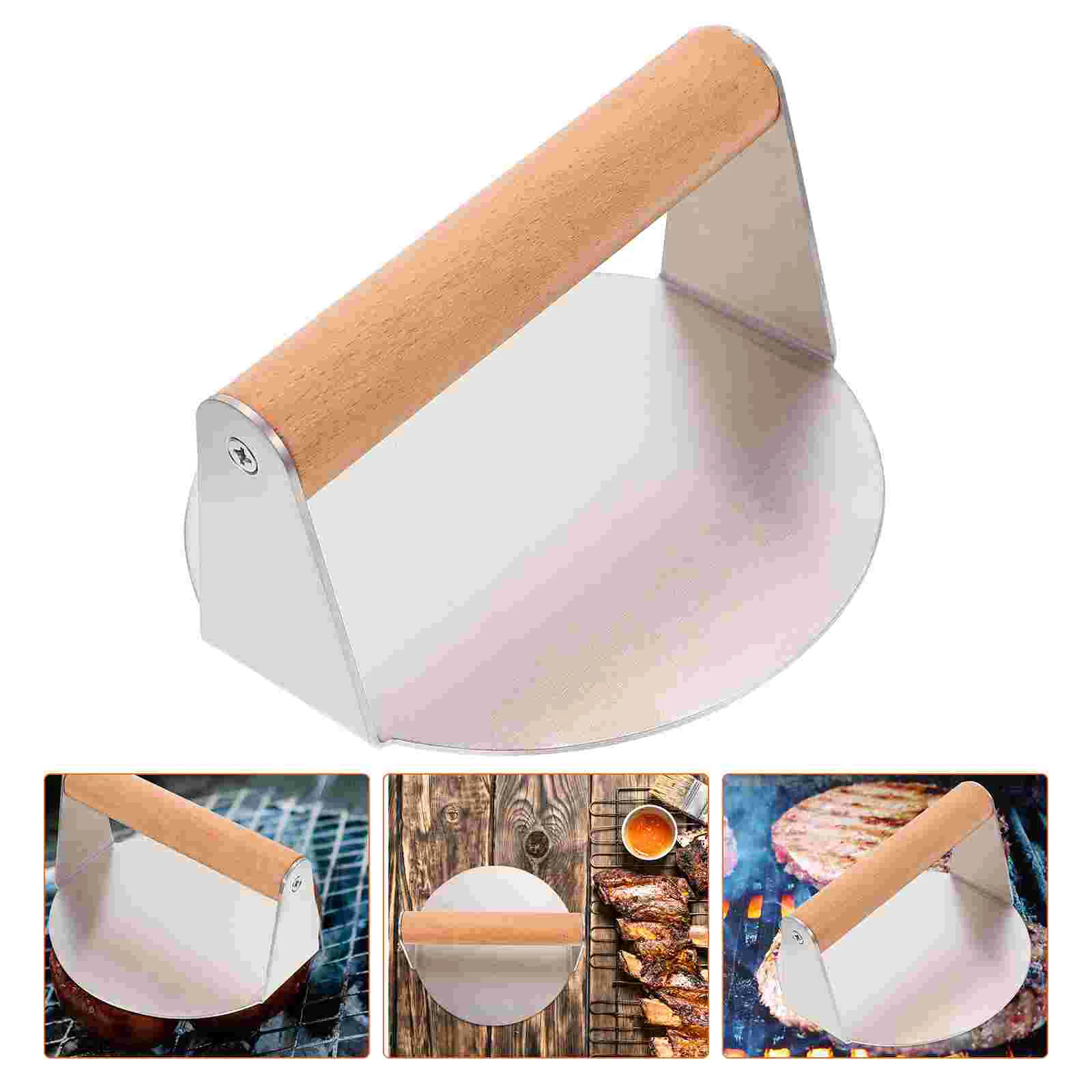 

1pc Practical Burger Press Stainless Steel Meat Patty Burger Making Mold (Wood Color)