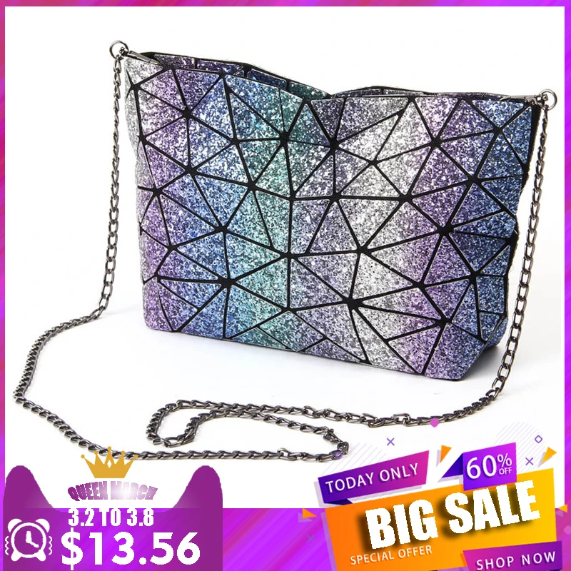 Женские сумки на плечо Радужная блестящая ламинированная сумка через из