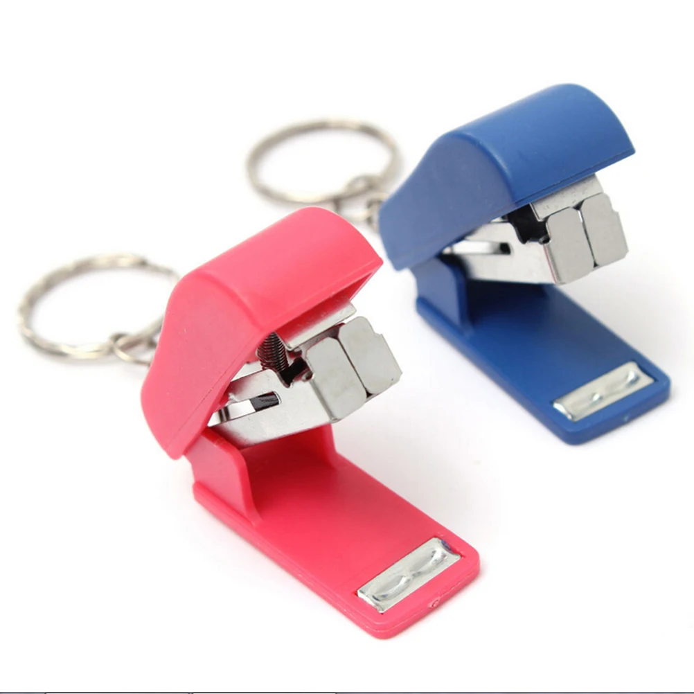 

1pc Office School home Paper Binding Binder Paperclip with Mini Stapler Keychain School Office Supplies Stationery Random Color