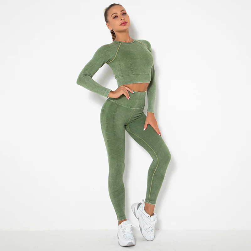 Комплекты для йоги однотонные бесшовные спортивные комплекты дышащие тонкие