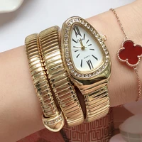 reloj mujer 2021 new luxury gold watch women snake winding watches women crystal snake bangle bracelet quartz watches clock