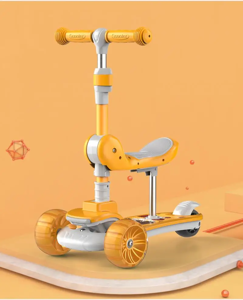 Новый детский скутер с 3 колесами складные ножные скутеры регулируемой высотой