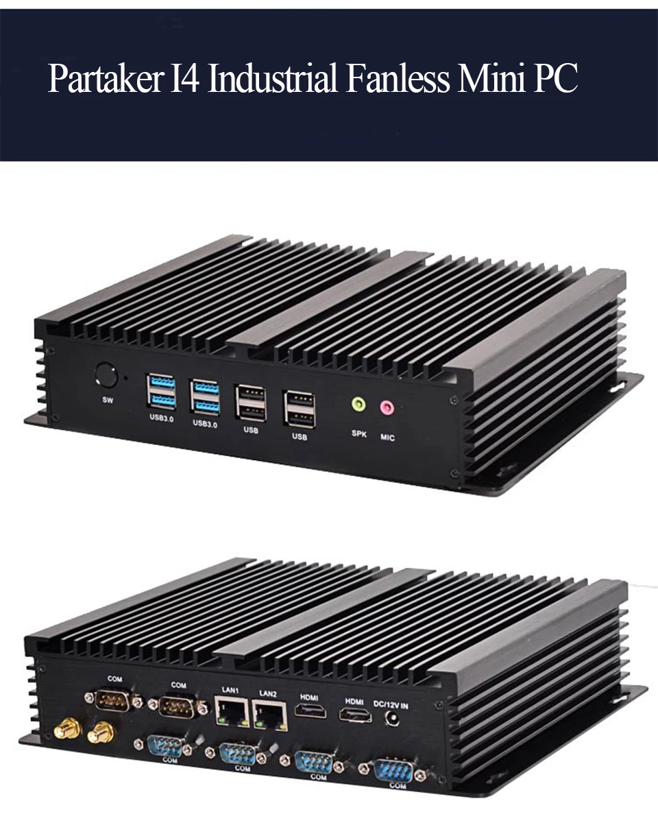 Безвентиляторный Barebone Мини ПК Core i7 5500U i5 4200U i3 5005U Windows 10 прочный ITX чехол промышленный компьютер 2 LAN HDMI 6 COM неттоп