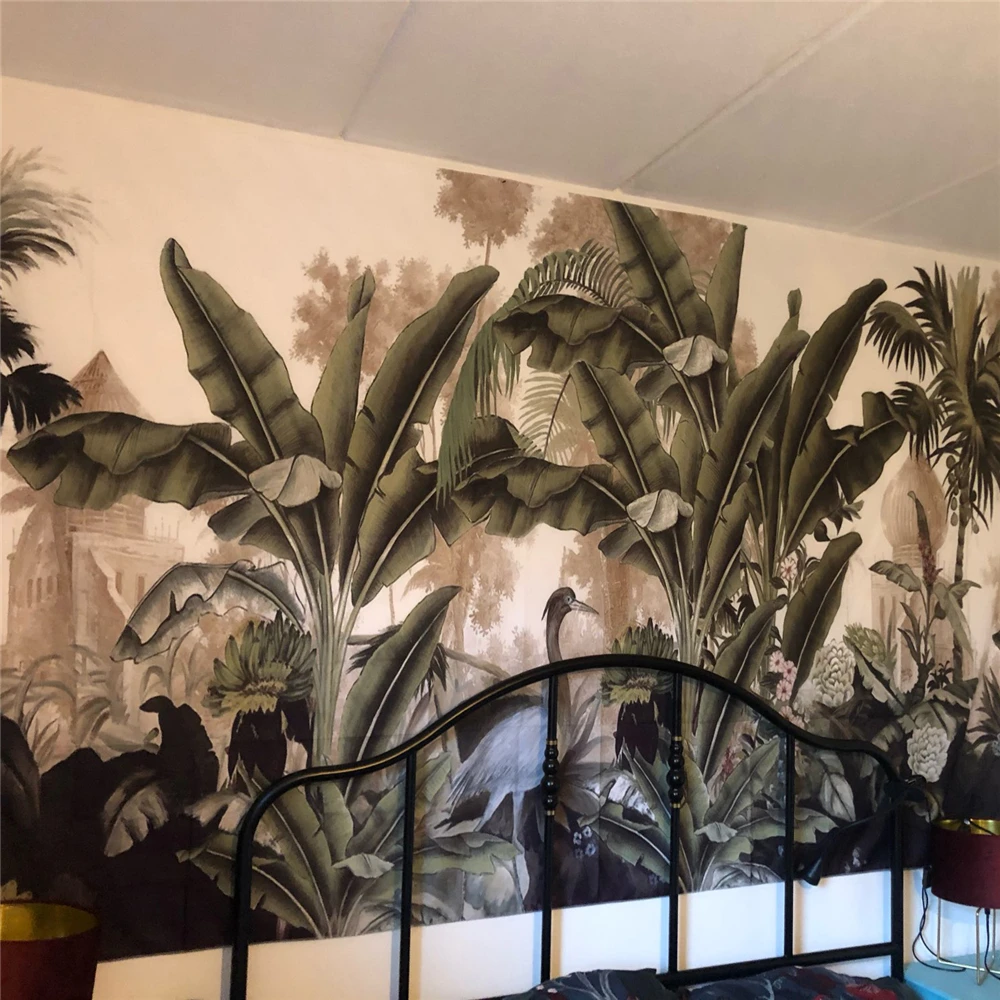 Тропическим принтом гобелен с изображением деревьев настенный узор зеленые