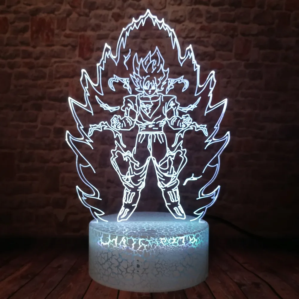 Dragon Ball Z Super Saiyan God экшен-фигурка Гоку умная 3D настольная лампа 7 цветов сменный светодиодный ночник детские игрушки рождественские подарки