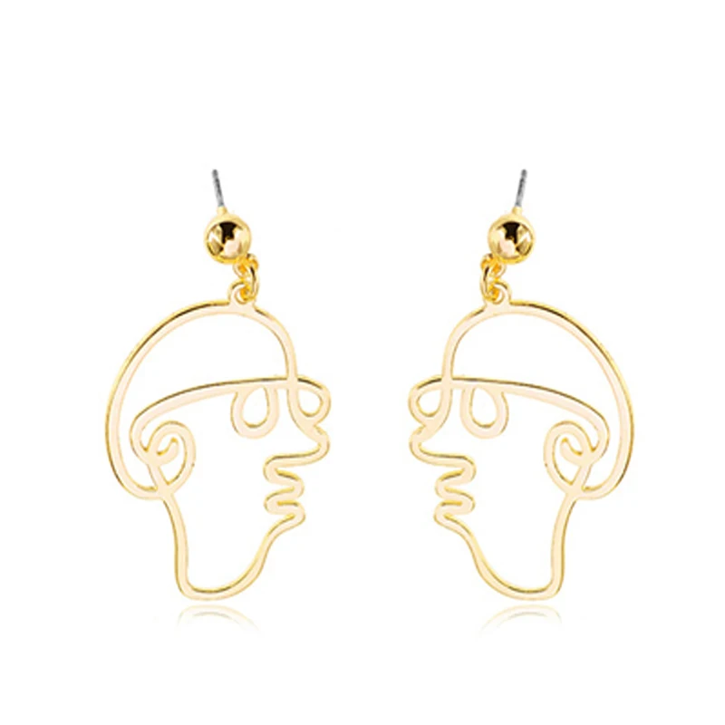 

Retro Abstract Hollow Women Earrings Cute Human Face Enamel Pendant Jewelry Punk Style Alloy Metal Dangle Eardrop Trinket