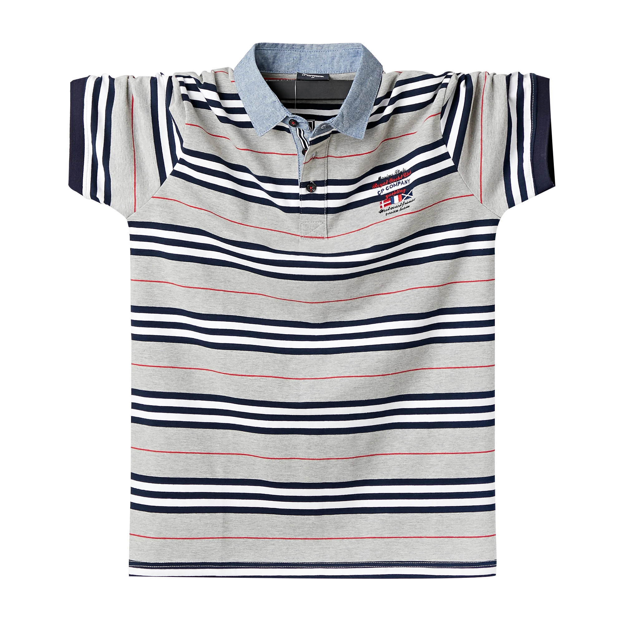 

Top Men Polo Shirt Casual Breathable Plus Size M TO 6xl Striped Short Sleeve Polo Shirt Cotton Business Men Clothes Tops Tees