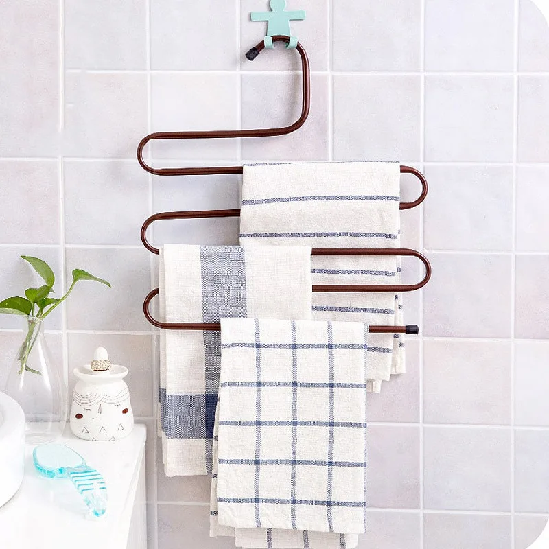 

5 layers Stainless Steel Clothes Hangers S Shape Pants Storage Hangers Clothes Storage Rack Multilayer Storage Cloth Hanger