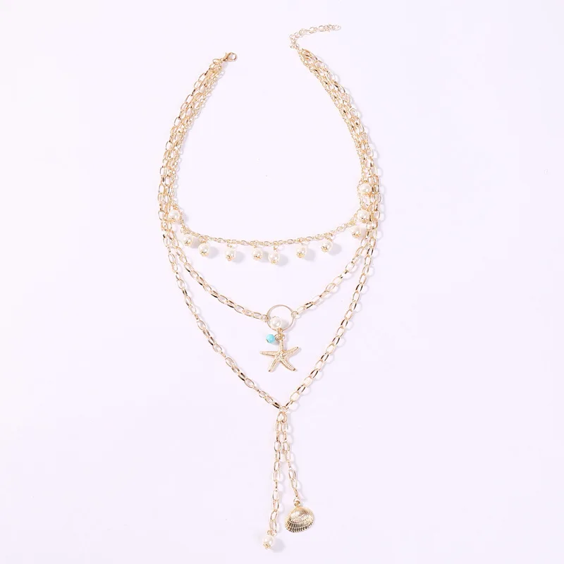 3 шт./компл. женские ожерелья модные с ракушками жемчужинами морскими звездами